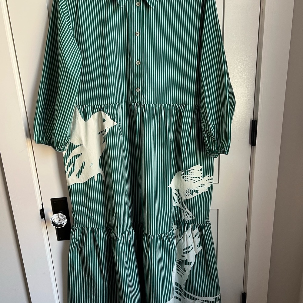 Maeve Bettina Dress Anthropologie Striped Dress Bird Motif NWT Size M - Picture 4 of 7